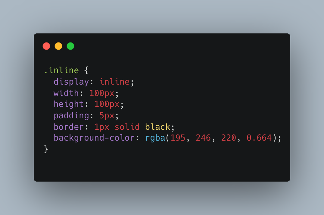 css code for displaying element inline